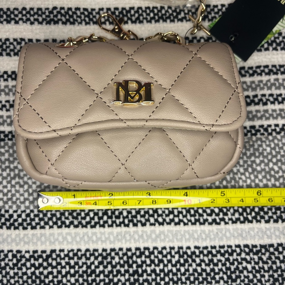 Badgley Mischka Taupe Quilted Mini Bag